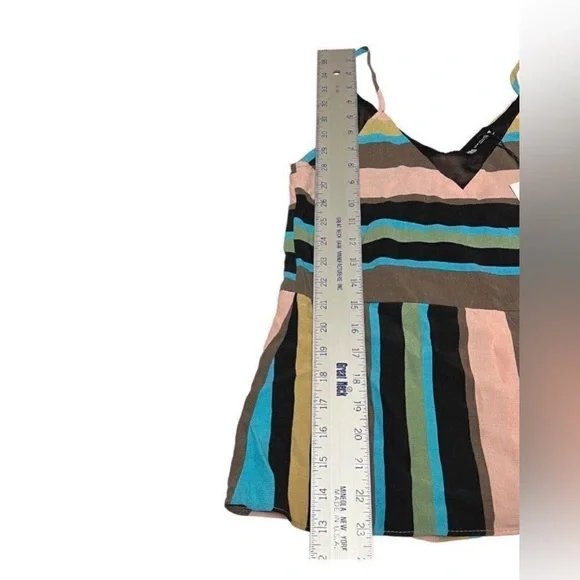 NWT Zara Colorful Striped Wrap Peplum Cami Tank Top Blouse XS V-Neck Open Back - Picture 13 of 13